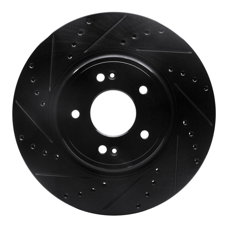 Genesis G70 Brake Rotor (1) - Front Left - R1 Concepts - Drilled & Slotted - Black - `18-`23